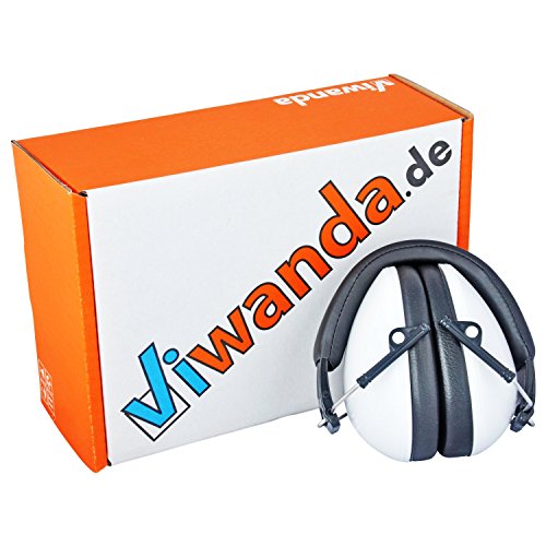 Viwanda weißer Junior Kinder Kapselgehörschutz (zusammenfaltbar) mit schwarzem Halterungsschutzband, SNR 23.4dB NRR30dB CE EN 352-1 - 2