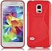 Produktbild C63 ® – Rot S-Line Wave Grip Series Silikon Gel Schutzhülle für Samsung Galaxy S5 I9600 + Displayschutzfolie