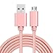 Produktbild wortek Micro USB Kabel Nylon 2m in Rosegold geflochtenes Ladekabel [3A] Schnellladekabel für Android Smartphone, Samsung Galaxy, LG, Huawei, Sony, HTC, Nexus, Kindle und Mehr