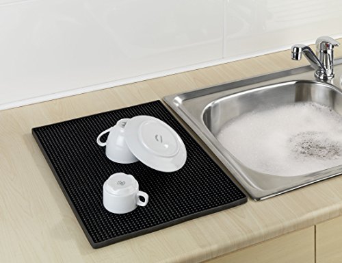Wenko 54701100 Abtropfmatte Maxi Trocken-Matte für Geschirr, Thermoplastischer Kunststoff (TPR), schwarz, 30 x 40 x 1 cm - 2