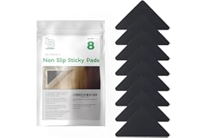 Ledgebay Rug Pad Grippers for Area Rugs - Multi Pack Reusable, No Skid, Washable, Anti-Slip, Rug Pad Gripper for Hardwood Floors and Tile with Double-Sided, Self Adhesive to Keep Area Rugs Flat (8)