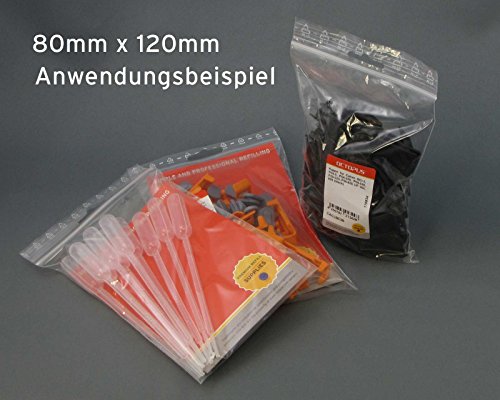 100 x Octopus Druckverschlussbeutel 80mm x 120mm, ZIP Beutel mit Druckverschluss, wasserdicht, Verpackungsbeutel, Gleitverschlussbeutel mit Eurolasche für verschiedenste Produkte - 5