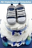 Windeltorte „Blue Shoes“ für Jungen – mit Original Playshoes Babyschuhen – das perfekte Geschenk zur Geburt oder Taufe + gratis Grußkärtchen - 2