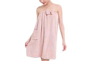 QCHOMEE Damen Saunakilt Bademäntel Badetuch schnelltrocknend mit Gummizug Klettverschluss und Tasche Handtuch-Kleid weich komfortabel Saunatuch kurz Knielang Badekleid Sauna Pool Reise Spa Hochwertiger