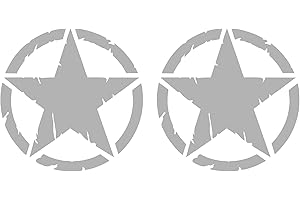 GAMESMONKEY Adesivo Stella Militare Distrutto US Army - Confezione Kit Forme - 2 Pezzi - 4x4 Off Road Auto Moto - Varie Dimensioni 5 10 15 20 25 30 cm - Made in Italy (10 Cm, Grigio)