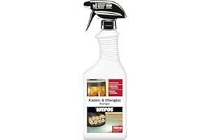 Wepos Kamin- & Ofenglas Reiniger 750ml | Gebrauchsfertig | Entfernt Ruß, Brennrückstände, Fett und Schmutz | für Kamin und Ofenglasscheiben