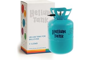 Genérico Bombona de Helio Turquesa, 0,25 m³, Capacidad Hasta 20 Globos Látex 23 cm