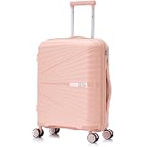 1990s Cabin Suitcase 55x39x21.5cm (46L) Polypropylene - Embedded Padlock - 20 Inches (Light Pink)