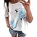 Produktbild Elecenty Damen Shirt Hemden Strandbluse Tops Bluse Reizvolle Oberteile Kurzarm T-Stücke High Heels Druck Sommerhemd Lose Hemd Blusen Haushemd Damenmode Frauen Blusenshirt Sommerbluse (2XL, Blau)