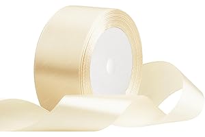 RIBONIES Nastro di raso Beige, 40mm x 22 Metri Nastri in tessuto solido per confezioni regalo, bouquet di fiori, artigianato e decorazione di feste nuziali