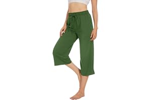 Fourindo Jogginghose Damen Sporthose Damen 3/4 Weites Bein Yogahose mit Taschen Leicht Bequeme Freizeithose Stoffhose High Waist Jogginghose für Sport Yoga Alltag