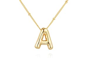 BENIFILE Balloon Letter Necklace, 14K Gold Plated Initial Necklaces for women Girls, Dainty Bubble Letter Necklace, Puffy Alphabet Pendant Personalized Jewelry Gift