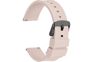 WOCCI Silicona Correa Reloj con Hebilla Negra de Acero Inoxidable, Liberación Rápida para Hombre Mujer, 14mm 16mm 18mm 19mm 20mm 21mm 22mm 24mm