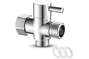 ELINKUME 3 Voies Soupape,G1/2 Douchette Composants de Douche Adaptateur Universels,Valve 3 Voies en Laiton pour Système de Douche de Salle de Bain Pièce de Rechange pour Pommeau de Douche Fixe,Chromé