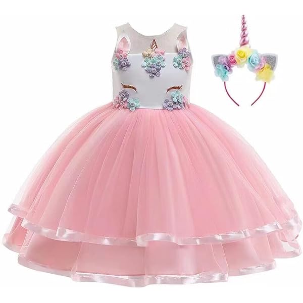 Einhorn-Kostümkleid Für Mädchen Mit Haarreif – Süßes Prinzessinnenkleid Für Geburtstag & Verkleidung