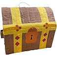 Treasure Chest Pinata for Kids – Fill Your Own Pirate Party Game Decoration – Includes Bashing Stick & Blindfold – Fun Birthday Parties Activity for Boys & Girls – 30cm x 21.5cm x 32cm