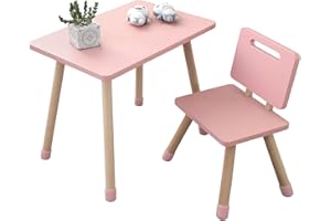KYWAI-Jeu de Table et Chaise pour Enfant. Bureau Meubles pour Enfants en Bois. Petite Table Style Nordique. Bureau Enfant Chambre Rose.