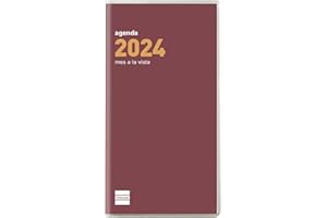 Finocam - Agenda 2024 Plana Cóctel Mes Vista Enero 2024 - Diciembre 2024 (12 meses) Burdeos Catalán