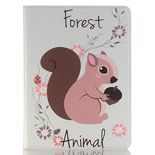 iPad Pro 10.5 Case with Pencil Holder,Miya Cute Cartoon Wallet Flip Case PU Leather Stand Cover with Pen Holder Card Slots Smart Screen Protective Case for Apple iPad Pro 10.5,Squirrel