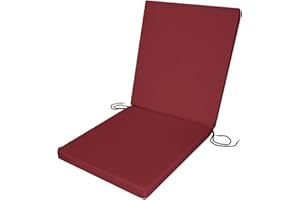 Roseley Water Resistant Low Back Chair Pad Outdoor Garden Patio Seat High-Density Foam With Removable Washable Cover Seating Cushion [Dark Red]