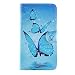 LG G3 Wallet Leather Case,LG G3 Book Style Bling Glitter Folio Portable Case,Herzzer Fashion Luxury [Blue Butterfly Pattern] Crystal Rhinestone Diamond Sparkle PU Leather Flip Protective Case Cover with Card Holder Slot Magnet Closure Stand for LG G3 + 1 x Blue Cellphone Kickstand + 1 x Blue Stylus Pen
