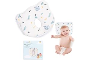 EUBSWA Babykissen Kinder Kissen Babykopfkissen, Baby Kissen Kleinkind Memory Schaum Kissen 100% Baumwolle Kinderkopfkissen für Kinder Bett, Kinderwagen, Autositz (Elefant)