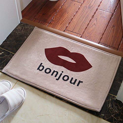 Enter the door to enter the door simple modern long bar personality creative lips mat bedroom bedside bathroom kitchen carpet,45*115CM,Khaki color card