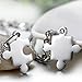 QHGstore Lover's Jigsaw Shaped Pendant Titanium Steel Pendant Necklace for Unisex titanium steel color 45*28*2mm