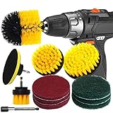 RAIN QUEEN 12pcs Brosse pour Perceuse et Tige d'Extension Métal Brosse Nettoyage de Perceuse Electrique Voiture Salle de bain Baignoire Cuisine Carrelage Pneus Fenêtre