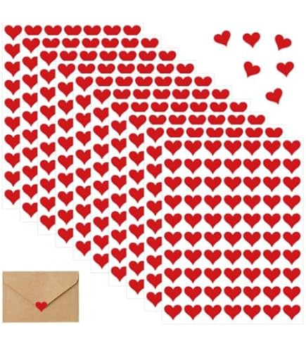 Pack of 600 Heart Stickers Red Hearts Self Adhesive Labels