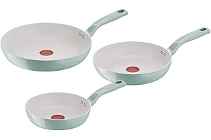 Lagostina Salvia, Set di Padelle Antiaderenti 3 Pezzi in Alluminio Riciclato, Rivestimento Mineralia, Indicatore di Calore Thermo-Signal, Manico Rivettato, Compatibili con Induzione