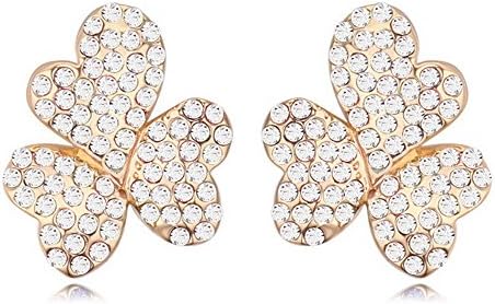 Oudora Clover Flower Shaped Style Made with Swarovski Crystal Fashion Women Jewelry Earrings