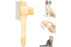 ‎KAILISI Selbstreinigender Flohkamm für Haustiere, 2025 Neu Anti Knoten Kamm Verfilzte Haarentferner, Katze Hund Flohkamm Katzenbürste für Fellpflege und Massage (Gelb)
