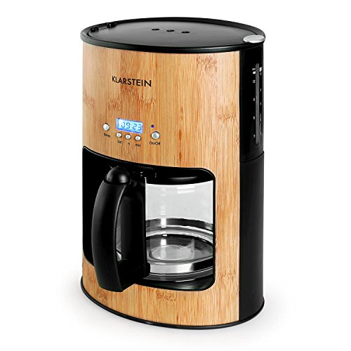 Klarstein Bamboo Garden Kaffeemaschine Bohnen-Kaffeemaschine (1080W Leistung, 1,25 Liter Wassertank für 10-12 Tassen, inklusive Glaskanne, Permanentfilter und Zeitschaltuhr) Bambus-braun - 8