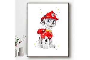 Ma Little Canv Affiche décoratifs pour chambre d'enfant fille ou garcon - Pat Patrouille - Paw Patrol | Sans Cadres 30x40cm (Marcus)
