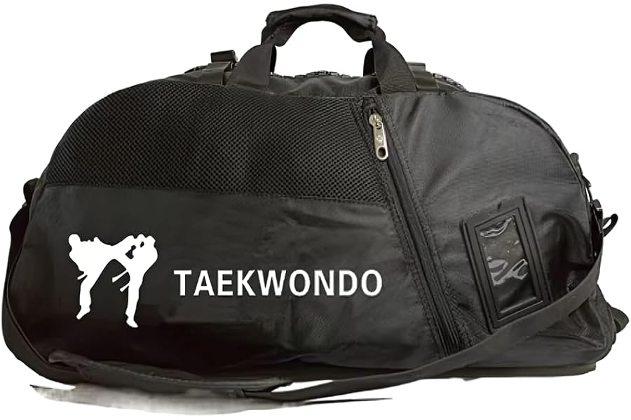Taekwondo Sparring Kit Bag – Large Gear Carrier – Black Nylon – Adults & Juniors