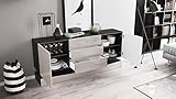 Sideboard Kommode City, Korpus in Schwarz matt / Fronten in Avola-Anthrazit inkl. LED Beleuchtung - 