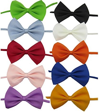 YCNK 10 Assorted Colours Dog Cat Puppy Bow Tie Collar Necktie Adjustable Collar 8-17" for Wedding Party Grooming Accessories