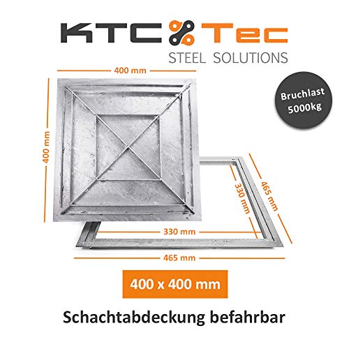 Kuheiga - Tapa para caja de acero galvanizado (soporta hasta 5000 kg, 400 x 400 mm)