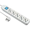 Electraline 62070 Multipresa 5 posti polivalenti (schuko + 10/16A) con Interruttore-Cavo 1,5 m Bianco