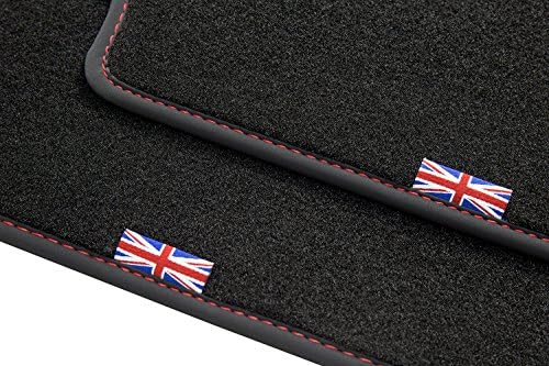 teileplus24 BEJ306 Exclusive 'Union Jack' floor mats with edging lettering and decorative stitching (L.H.D. only)