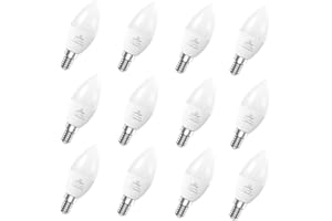 EX UP Lampadine a LED e14 Candela C37 6W Luce Bianca calda,3000k Equivalenti 40W Alogena Bulbi,550lm Non Dimmerabile,Attacco Piccolo E14 SES risparmio energetico Nessun Sfarfallio Lampadina Confezione da 12
