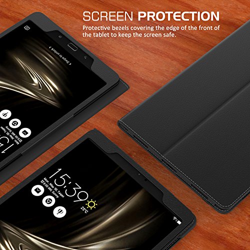 MoKo ASUS ZenPad 3S 10 Hülle – Kunstleder Ständer Schutzhülle Smart Cover mit Auto Schlaf / Wach Funktion und Stift-Schleife für Asus ZenPad 3S 10 9.7 Zoll Z500M 2016 Modell Tablet-PC, Schwarz - 5