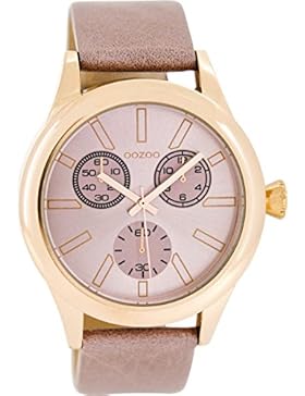 Oozoo Damenuhr mit Lederband 42 MM Rose/Pinkgrau/Pinkgrau C8697