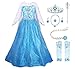 Produktbild KABETY Mädchen Prinzessin Anna Kleid Schnee königin ELSA Kostüm Party Kleid (7 Jahre, Blau mit Zubehör)