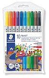 Staedtler 320 NWP10 Doppelfasermaler Noris Club (stabile, eindrucksichere Spitze, auswaschbar, Strichbreite 1-3 mm, Etui mit 10 farblich sortierten Doppelfasermalern) - 