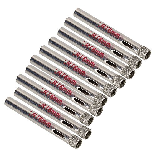 DN 6 mm-Durchm Silber Diamant beschichtete Bohrer Fliesen Keramik Glas Lochsägen (Packung mit 10)