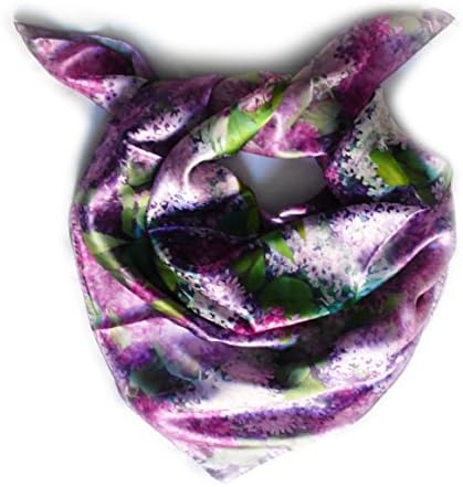 Foulard 100% silk – 90cmx90 cm Square Satin Colour Purple and Olive.