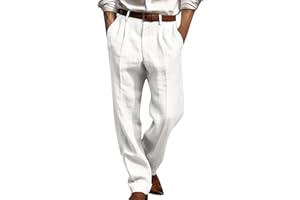 KQIVAM 2025 Pantalon Lin Homme Taille Elastique été Yoga Pantalons Hommes Lin et Coton Décontracté Pantalon Toile Été Pant Léger Taille Elastique Coupe Droite avec Cordon de Serrage Vêtement Pas Cher