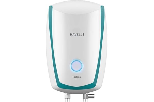 Havells Instanio 3L 4.5KwH Instant Water Heater(Geyser) Temp. Sensing LED Indicator Rust & Shock Proof Body ISI Marked With Flexible Pipes Warranty: 5 year on Inner Tank (White Blue)